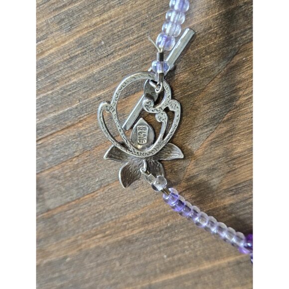 Chunky Multistone Necklace w Sugilite Pendant & Sterling Silver Purple & Aqua - Picture 8 of 9